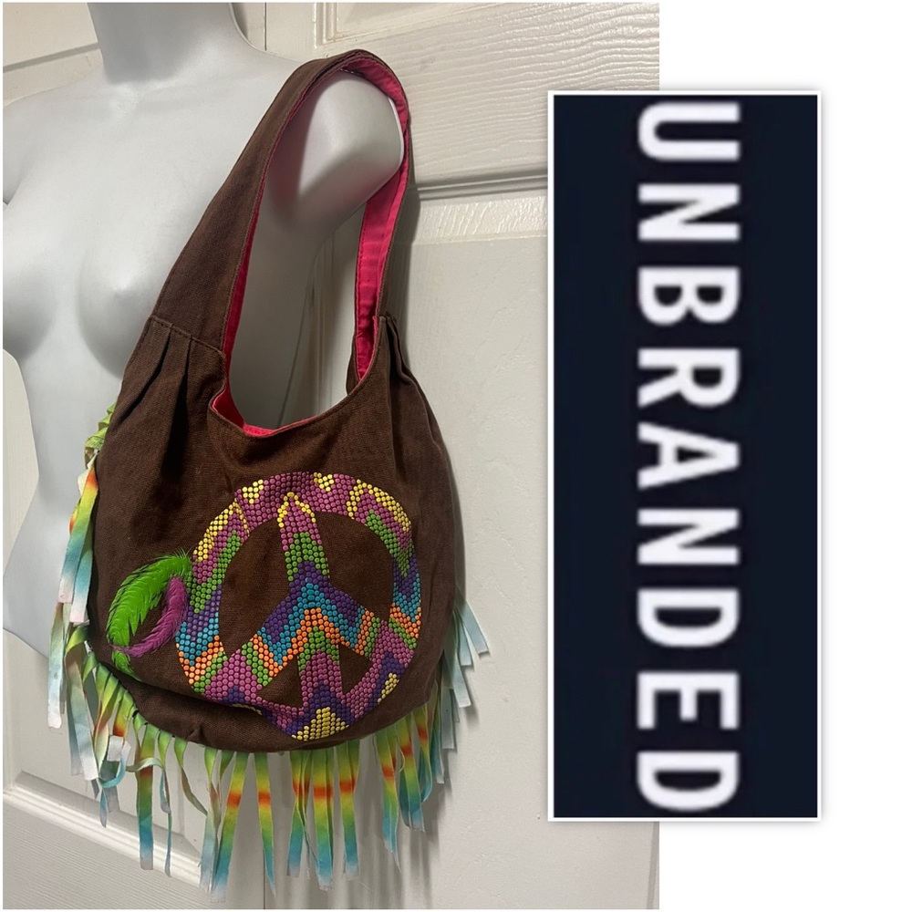 UNBRANDED Kids Cosplay Peace Sign Hippie Hobo Bag